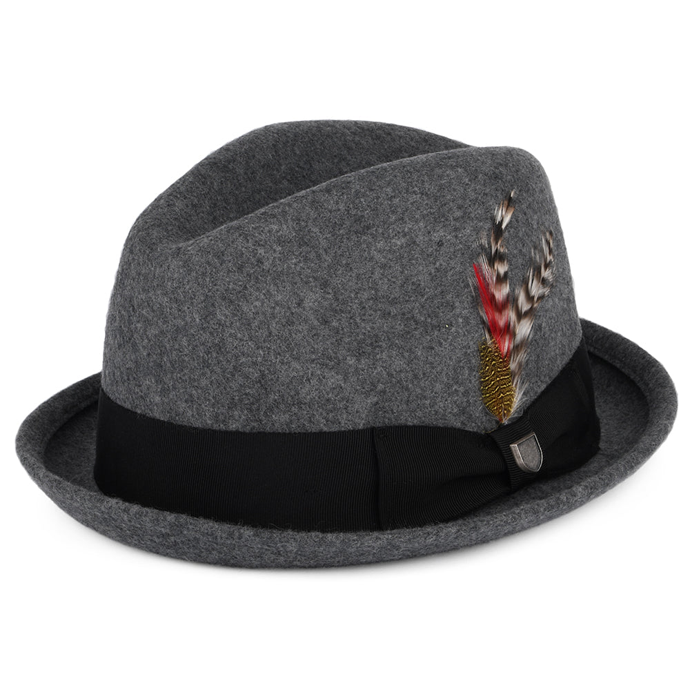 Sombrero Trilby Gain de fieltro de lana de Brixton - Gris Oscuro Jaspeado