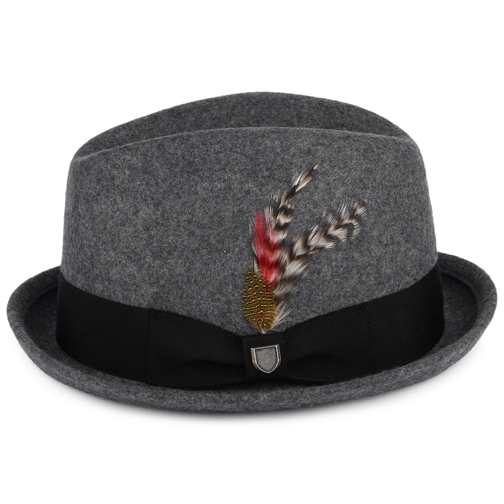 Sombrero Trilby Gain de fieltro de lana de Brixton - Gris Oscuro Jaspeado