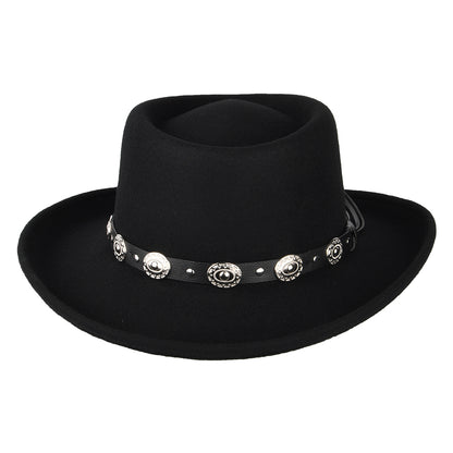 Sombrero Gambler Crossfire de fieltro de lana de Jaxon & James - Negro