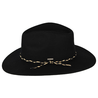 Sombrero Fedora Messer Western de fieltro de lana de Brixton - Negro