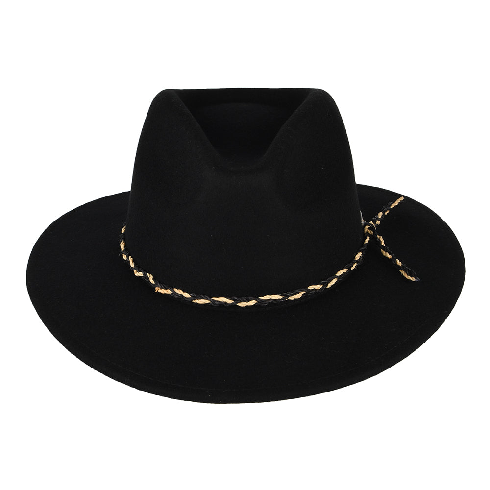 Sombrero Fedora Messer Western de fieltro de lana de Brixton - Negro