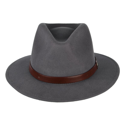 Sombrero Fedora Messer de fieltro de lana de Brixton - Gris Medio