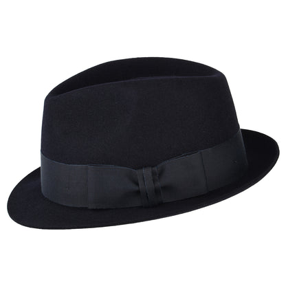 Sombrero Trilby Pinch Vegas de fieltro de piel de Christys - Azul Marino