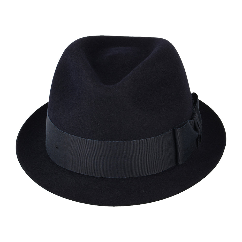 Sombrero Trilby Pinch Vegas de fieltro de piel de Christys - Azul Marino