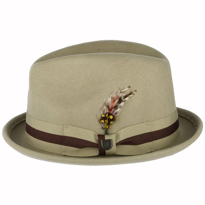 Sombrero Trilby Gain de fieltro de lana con cinta decorativa a rayas de Brixton - Arena-Marrón