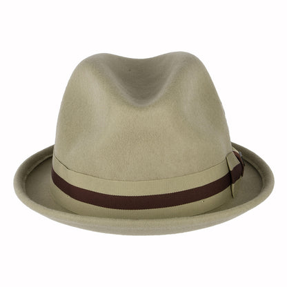Sombrero Trilby Gain de fieltro de lana con cinta decorativa a rayas de Brixton - Arena-Marrón
