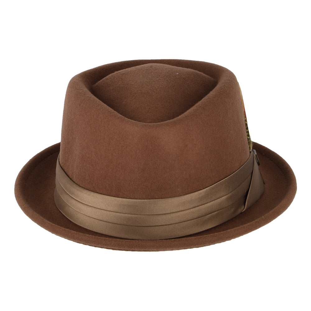 Sombrero Pork Pie Stout de fieltro de lana de Brixton - Marrón-Bronce