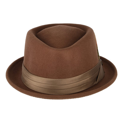 Sombrero Pork Pie Stout de fieltro de lana de Brixton - Marrón-Bronce
