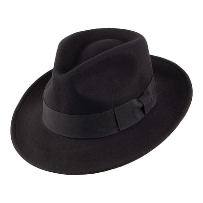 Sombrero Fedora Pachuco plegable de fieltro de lana de Jaxon & James - Negro