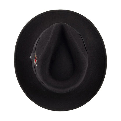 Sombrero Fedora Pachuco plegable de fieltro de lana de Jaxon & James - Negro