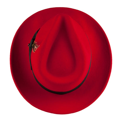 Sombrero Fedora Pachuco plegable de fieltro de lana de Jaxon & James - Rojo