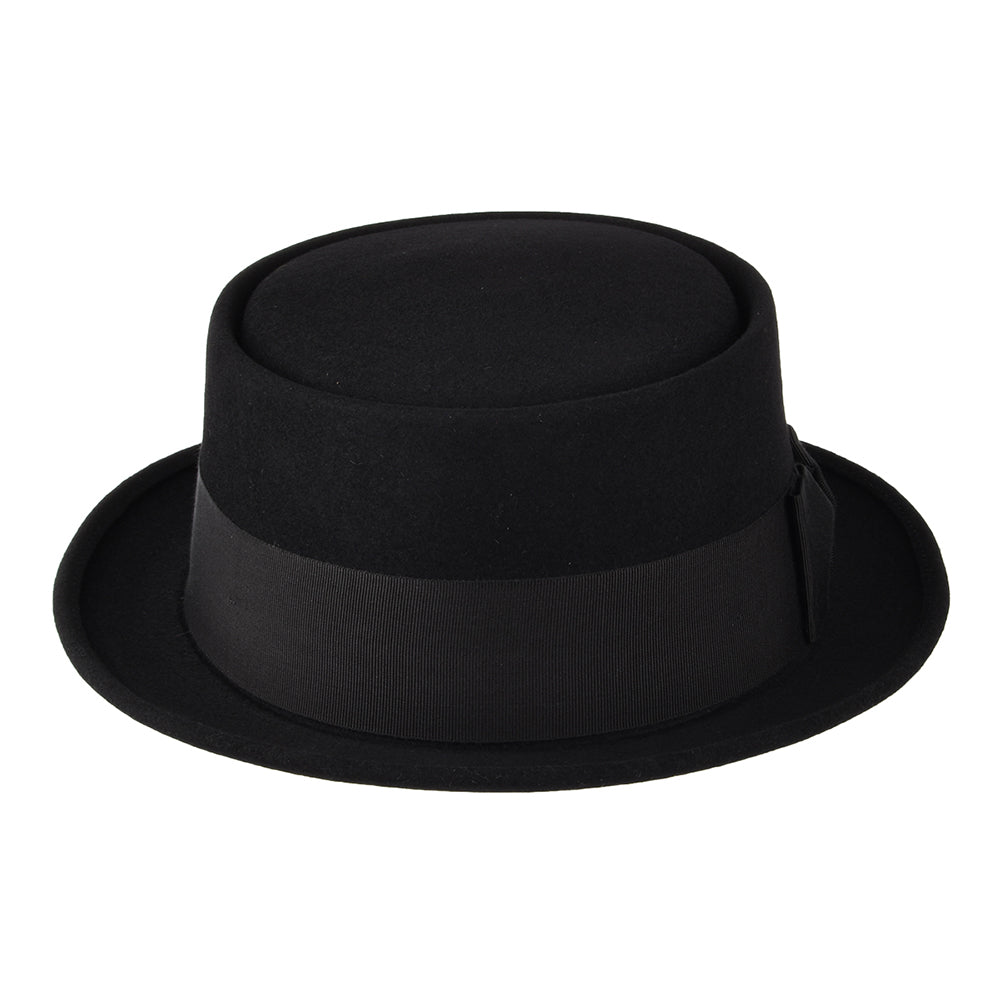 Sombrero Pork Pie Monk de fieltro de piel de Christys - Negro