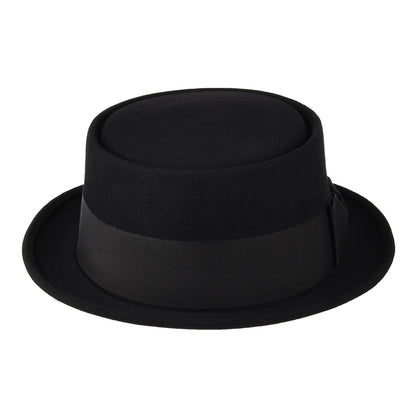 Sombrero Pork Pie Monk de fieltro de piel de Christys - Negro