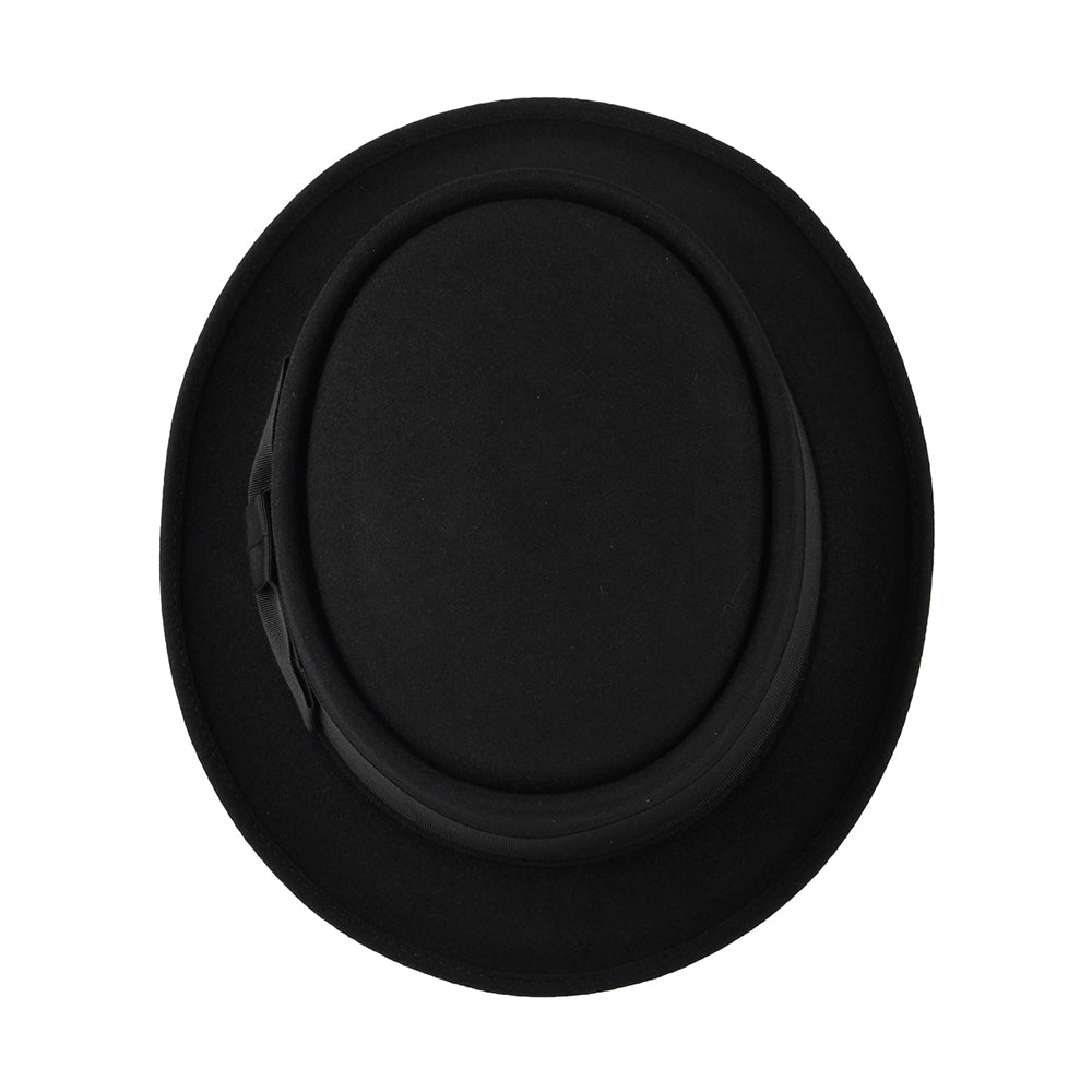Sombrero Pork Pie Monk de fieltro de piel de Christys - Negro