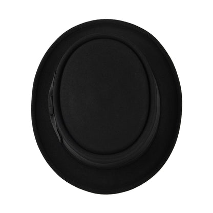 Sombrero Pork Pie Monk de fieltro de piel de Christys - Negro