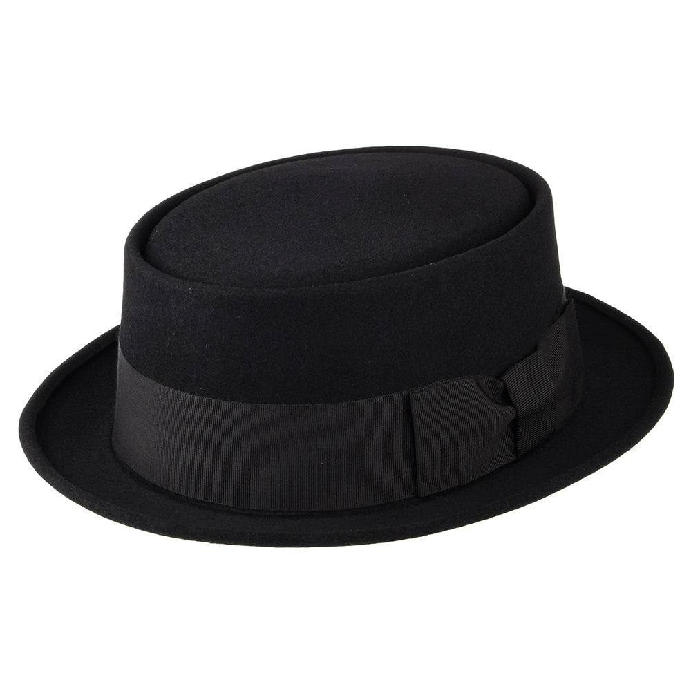 Sombrero Pork Pie Monk de fieltro de piel de Christys - Negro