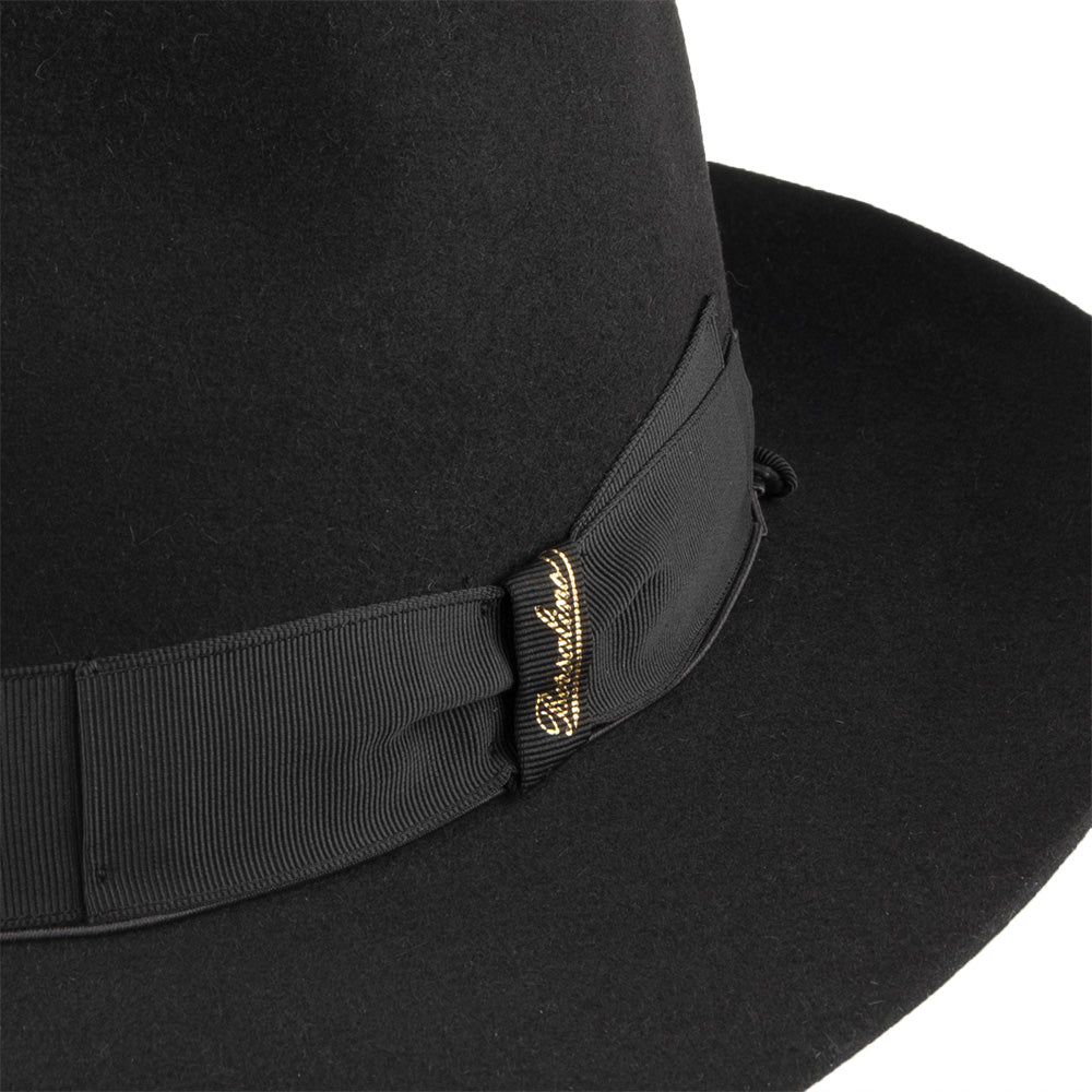 Sombrero Fedora Avalon de fieltro de piel de Borsalino - Negro