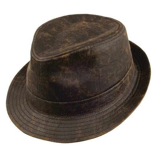 Sombrero Trilby de algodón envejecido de Jaxon & James - Marrón