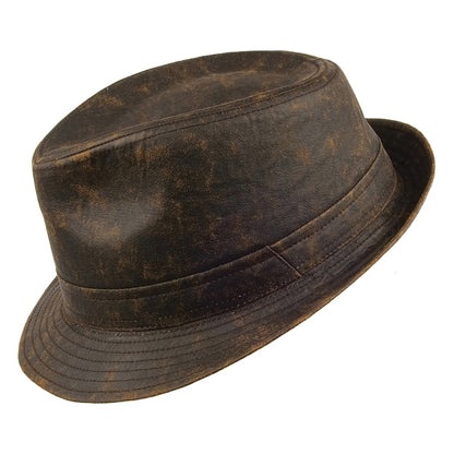Sombrero Trilby de algodón envejecido de Jaxon & James - Marrón