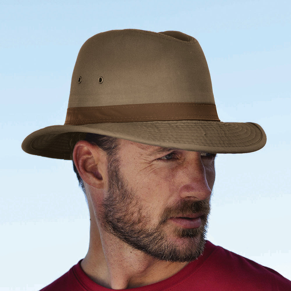 Sombrero Safari Resistente a lloviznas de algodón de Dorfman Pacific - Corteza