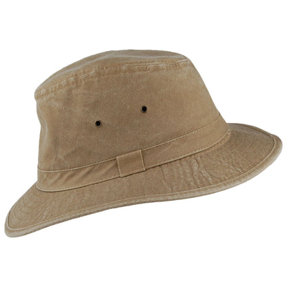 Sombrero Fedora Safari Rondavel de algodón de Dorfman Pacific - Kaki