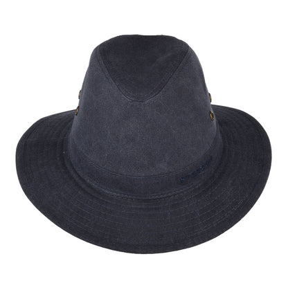 Sombrero Fedora Safari plegable de algodón orgánico de Stetson - Azul Marino