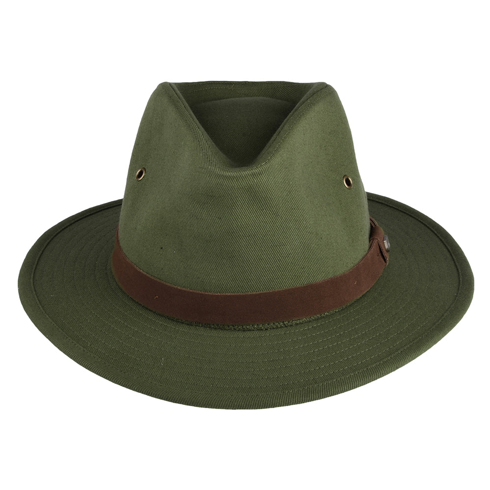 Sombrero Fedora Messer X Adventure repelente al agua de algodón de Brixton - Verde Oliva