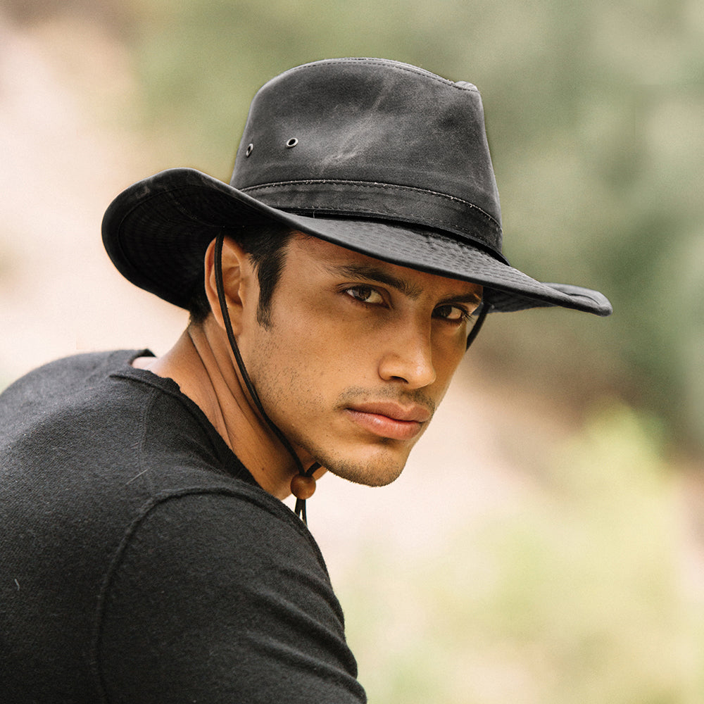 Sombrero Outback de aldogón envejecido de Dorfman Pacific - Negro