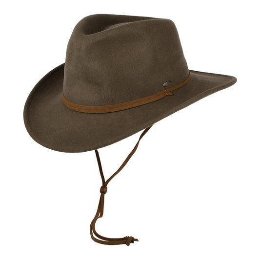 Sombrero Outback plegable Water Repellent de fieltro de lana con orejeras de Scala - Kaki