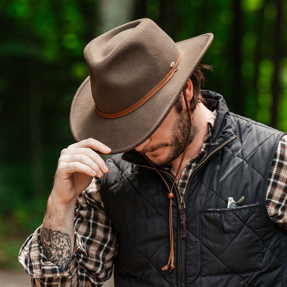 Sombrero Outback plegable Water Repellent de fieltro de lana con orejeras de Scala - Kaki