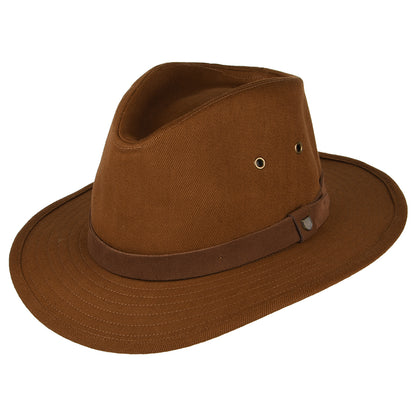Sombrero Fedora Messer X Adventure repelente al agua de algodón de Brixton - Marrón Claro
