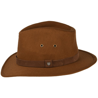 Sombrero Fedora Messer X Adventure repelente al agua de algodón de Brixton - Marrón Claro