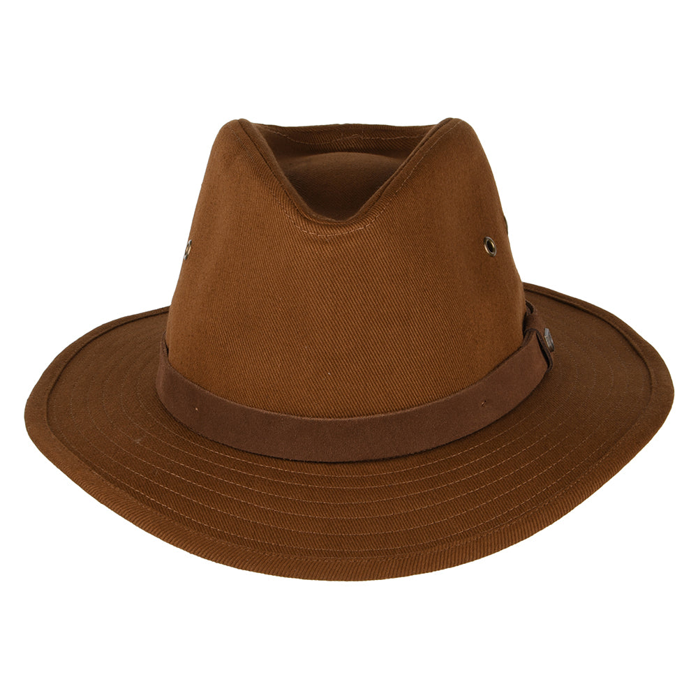 Sombrero Fedora Messer X Adventure repelente al agua de algodón de Brixton - Marrón Claro