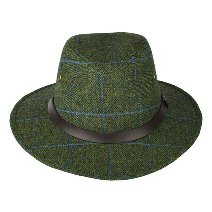 Sombrero Fedora Huntsman impermeable a cuadros de Failsworth - Oliva-Azul