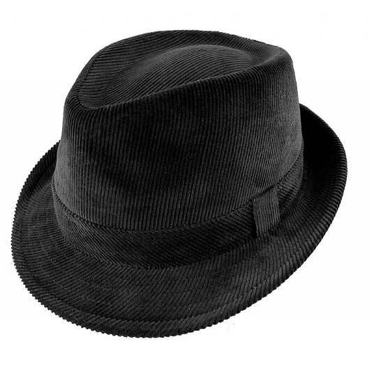 Sombrero Trilby de pana de Jaxon & James - Negro