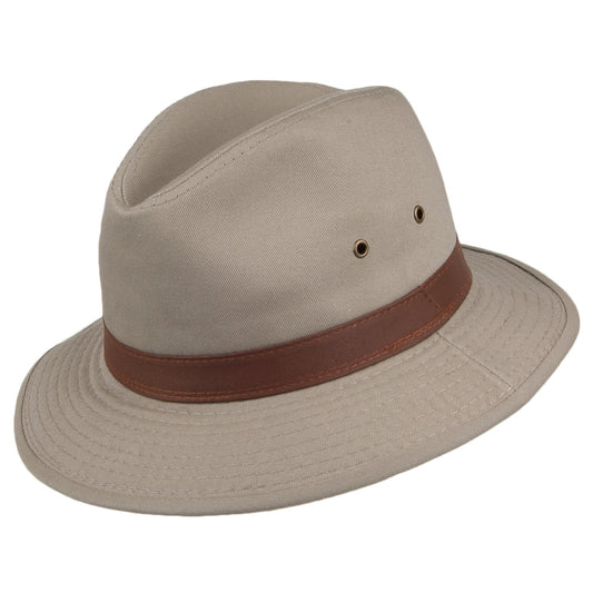 Sombrero Safari Resistente a lloviznas de algodón de Dorfman Pacific - Kaki