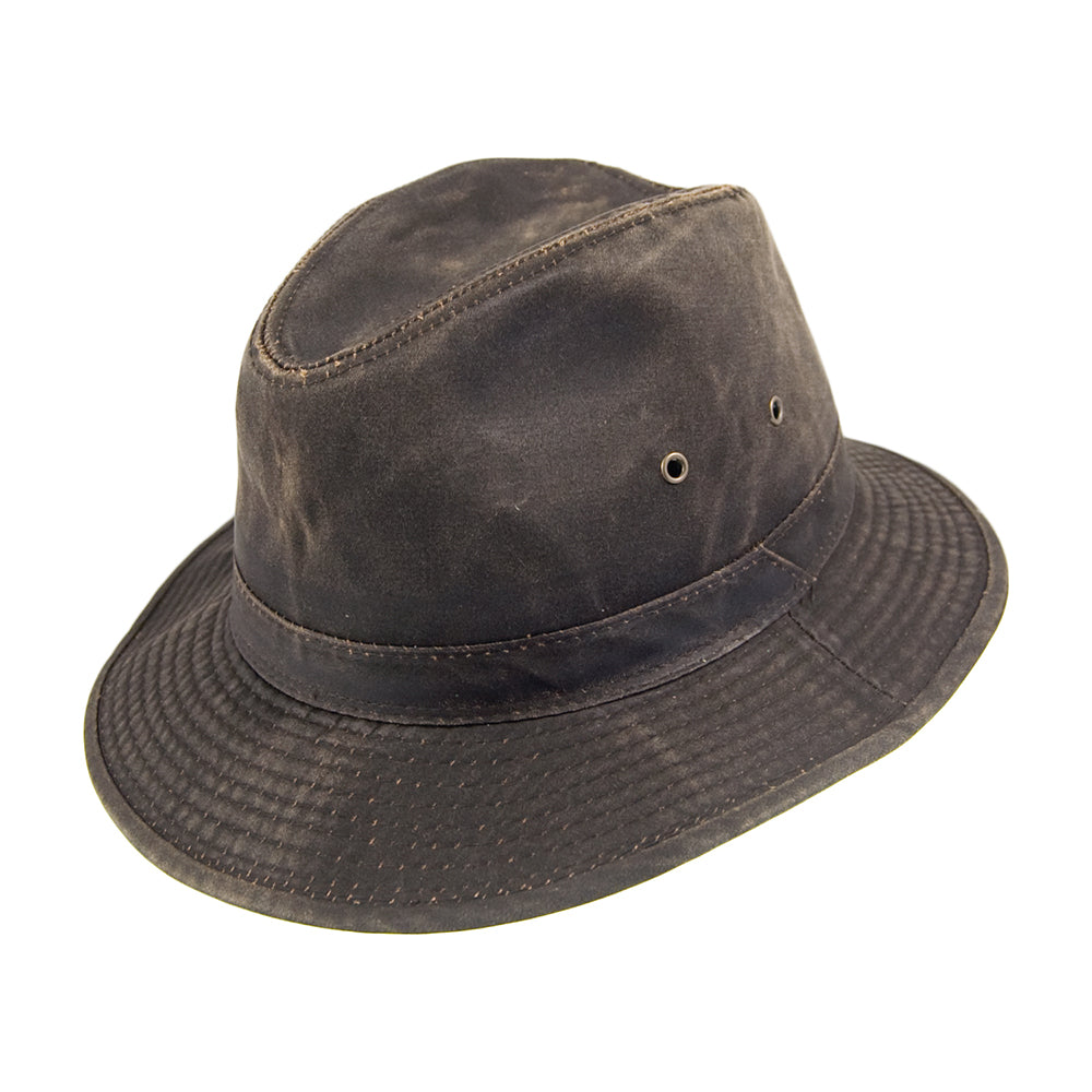 Sombrero Fedora Safari impermeable algodón de Dorfman-Pacific-Marrón