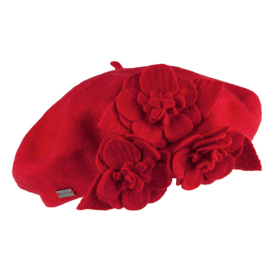 Boina con flor decorativa de Betmar - Rojo