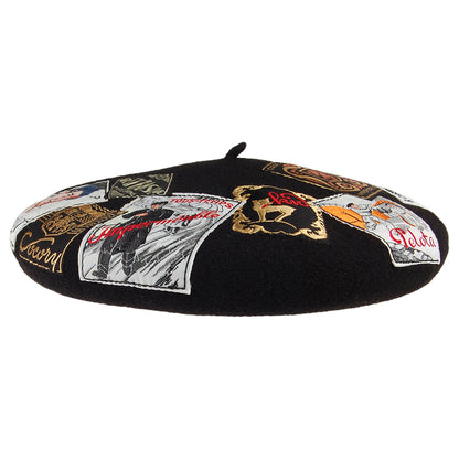 Boina Eridan de Laulhère con Parches Vintage en Lana Merino - Negro