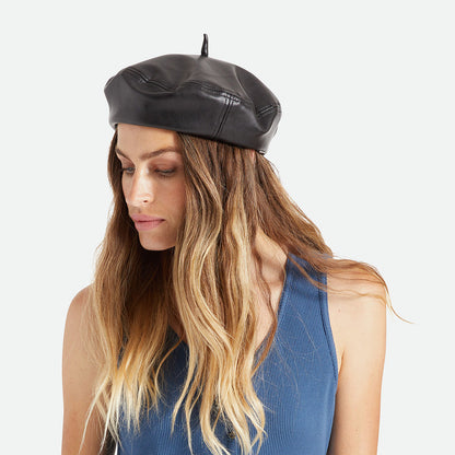 Boina mujeres Audrey II de piel sintética de Brixton - Negro