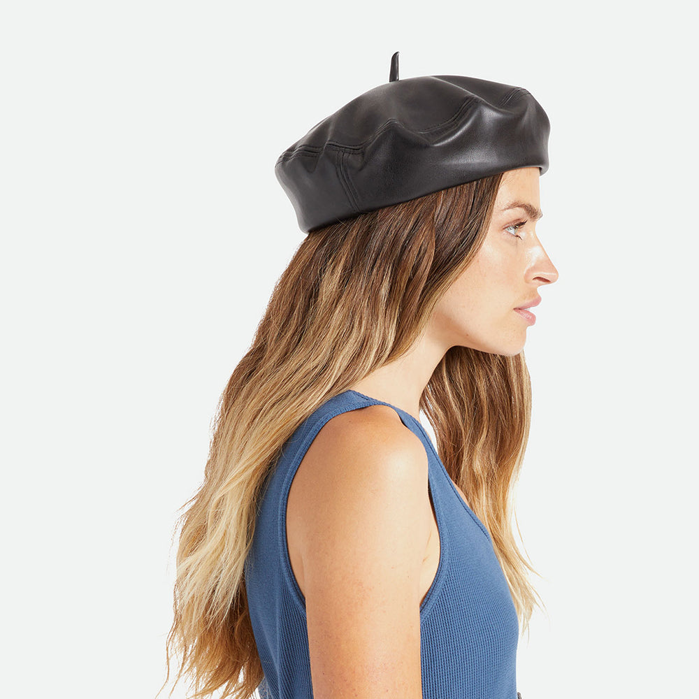 Boina mujeres Audrey II de piel sintética de Brixton - Negro