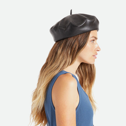 Boina mujeres Audrey II de piel sintética de Brixton - Negro