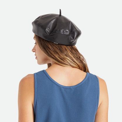 Boina mujeres Audrey II de piel sintética de Brixton - Negro