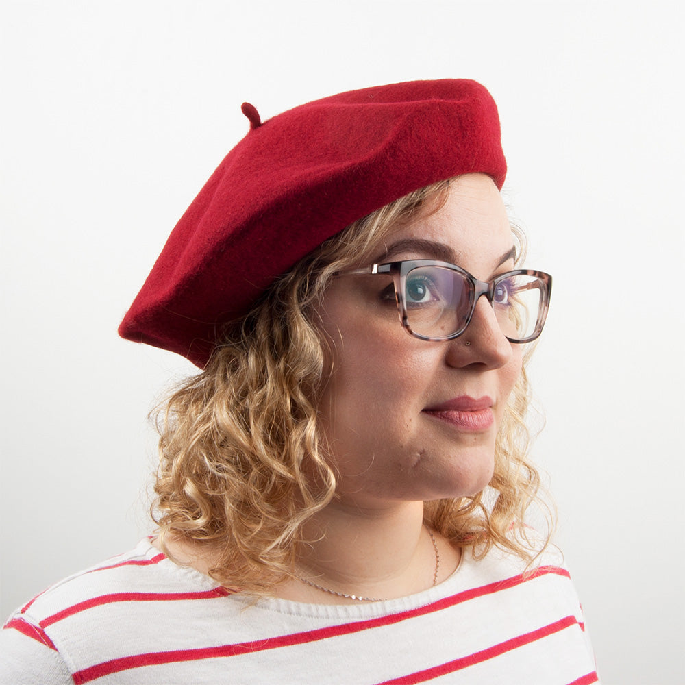 Boina Fashion de lana de Village Hats - Granate