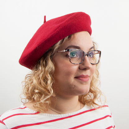 Boina Fashion de lana de Village Hats - Rojo