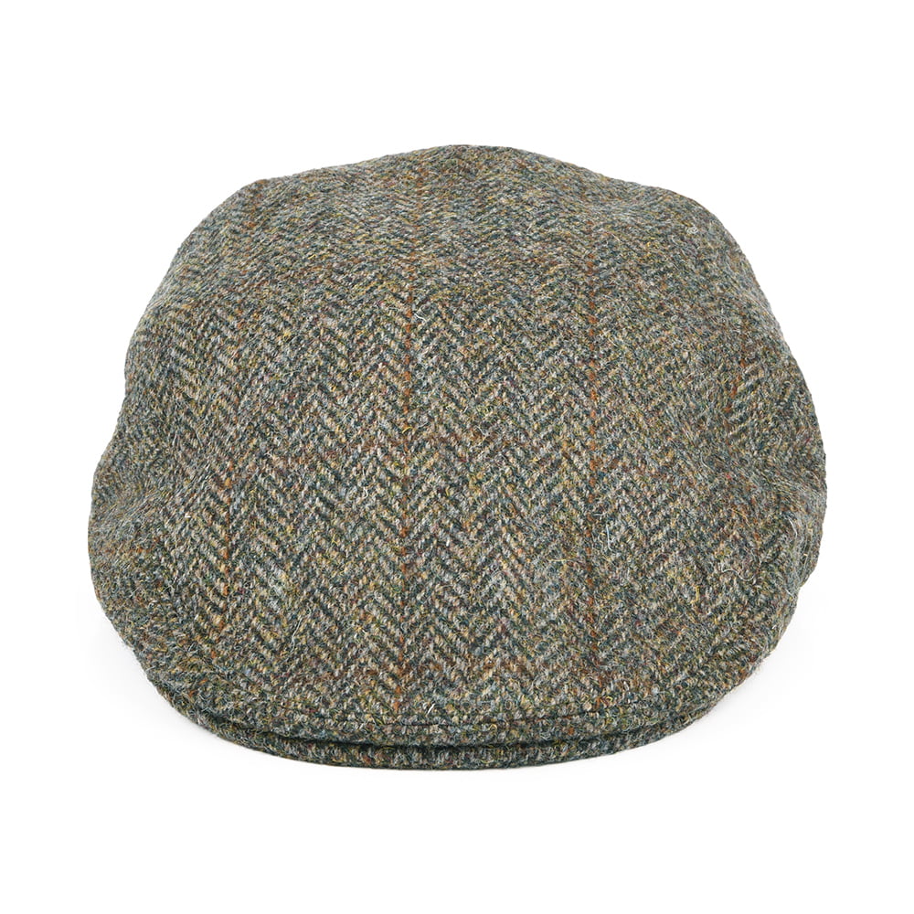 Gorra plana Stornoway de HARRIS TWEED de Failsworth - Oliva-Azul