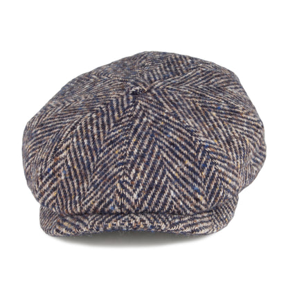 Gorra Newsboy Hatteras diseño de espiga de lana pura de Stetson - Azul-Marrón