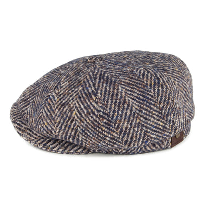 Gorra Newsboy Hatteras diseño de espiga de lana pura de Stetson - Azul-Marrón