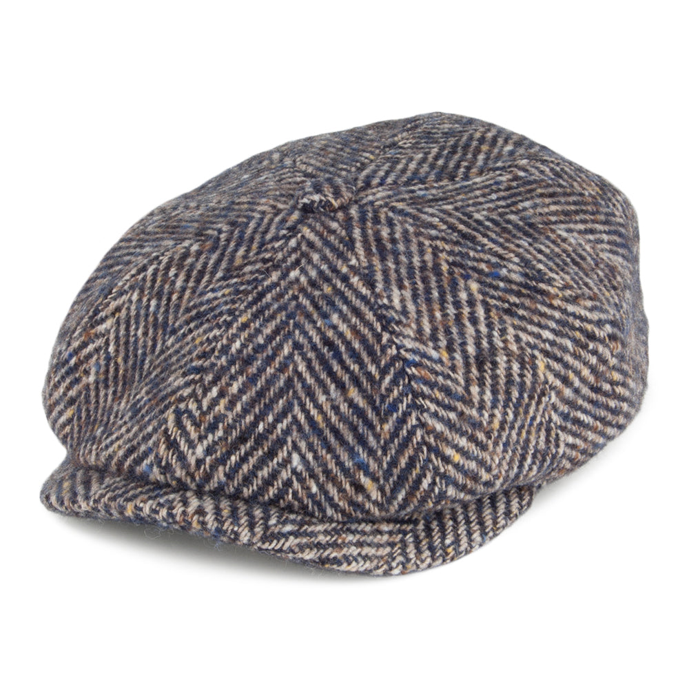 Gorra Newsboy Hatteras diseño de espiga de lana pura de Stetson - Azul-Marrón
