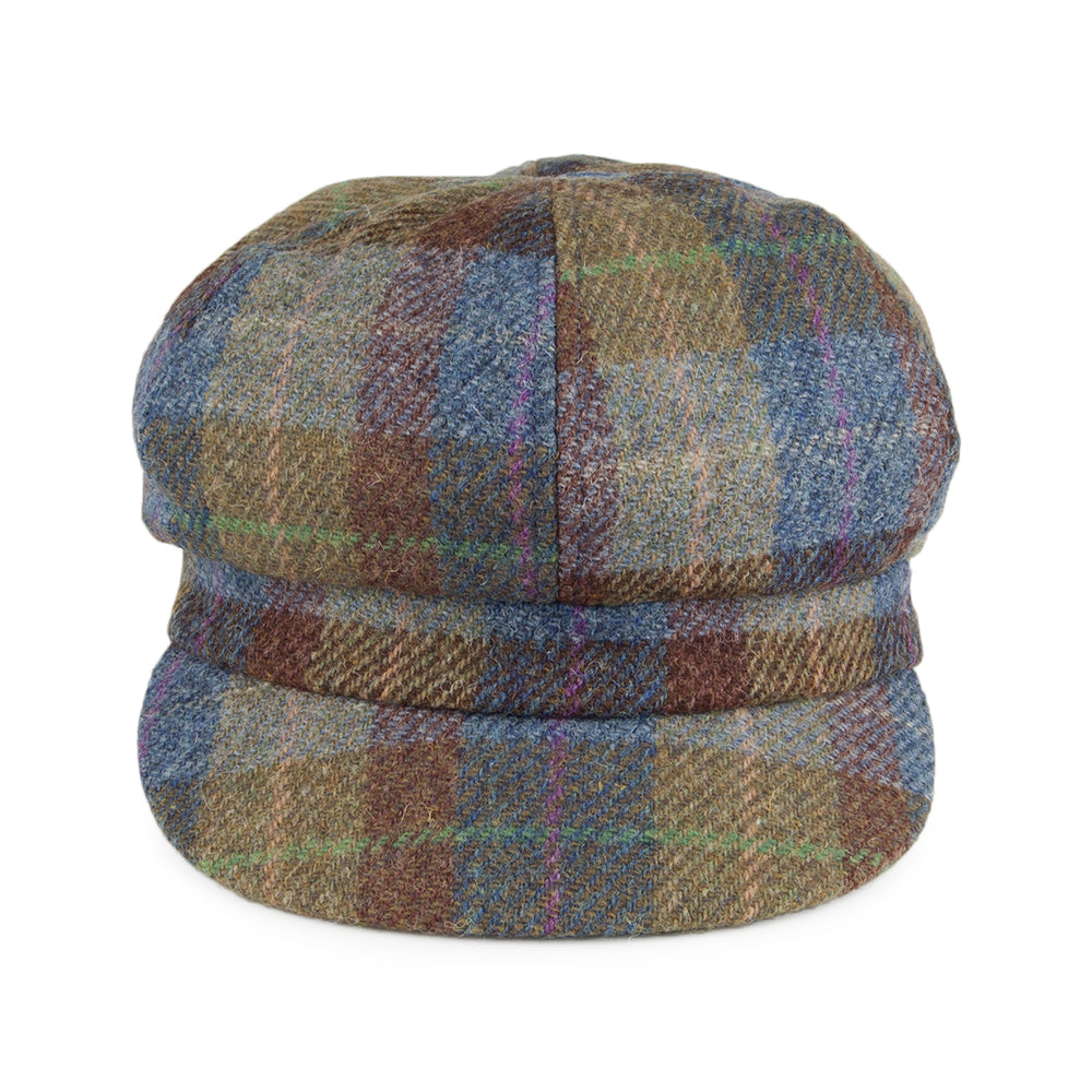Gorra Baker Boy Gabby de Harris Tweed de Failsworth - Azul-Verde